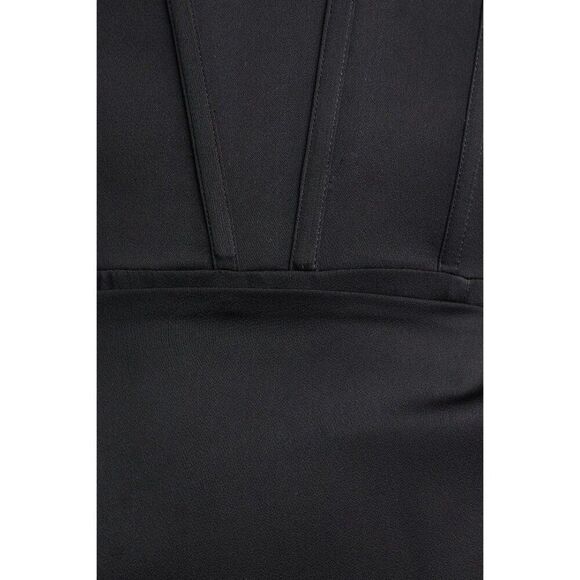 NEW V. Chapman June Corset Jacquard Front-Slit Gown Black Strapless Satin Size 4 - Picture 4 of 10